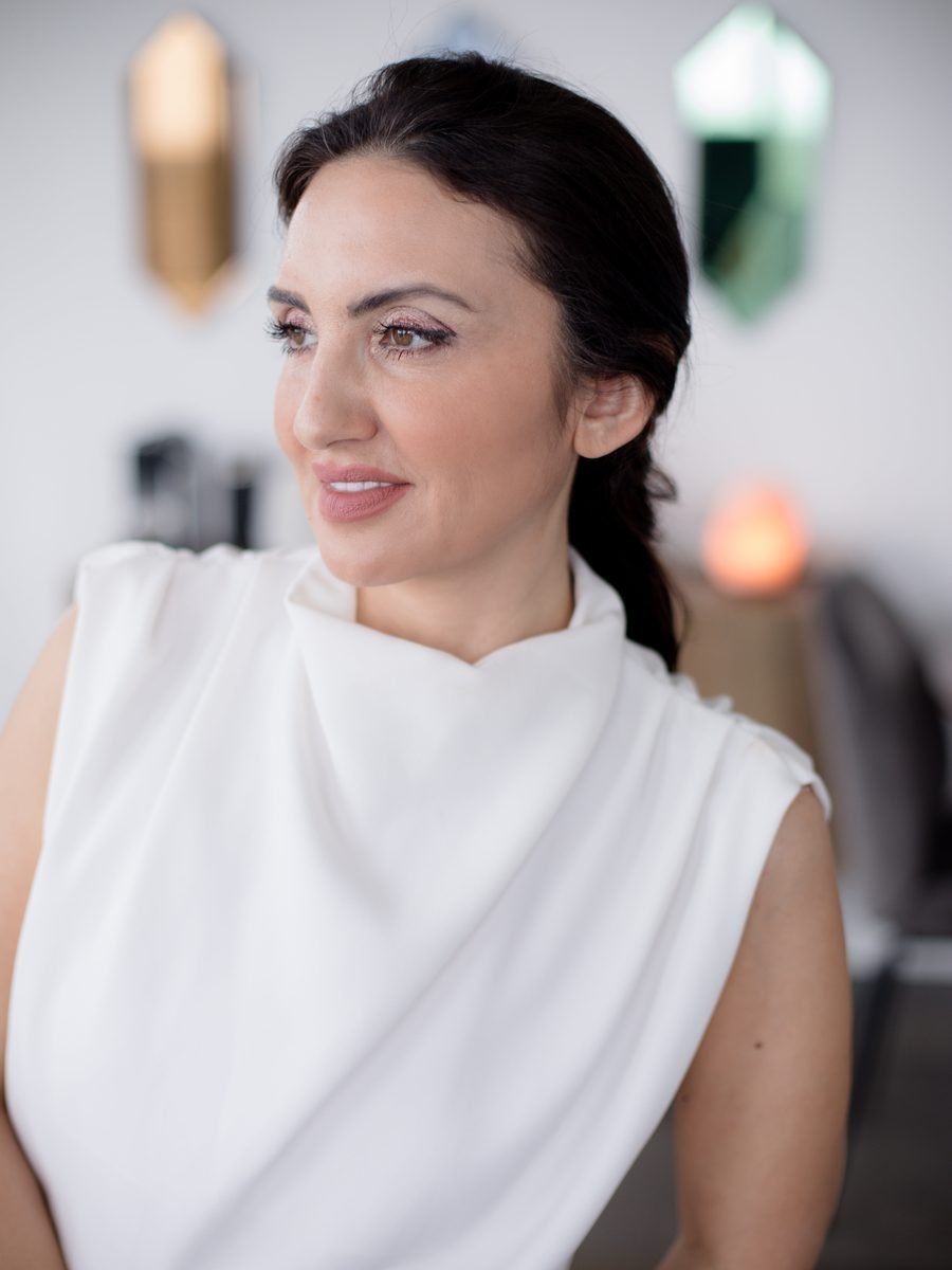 Amara draped white top